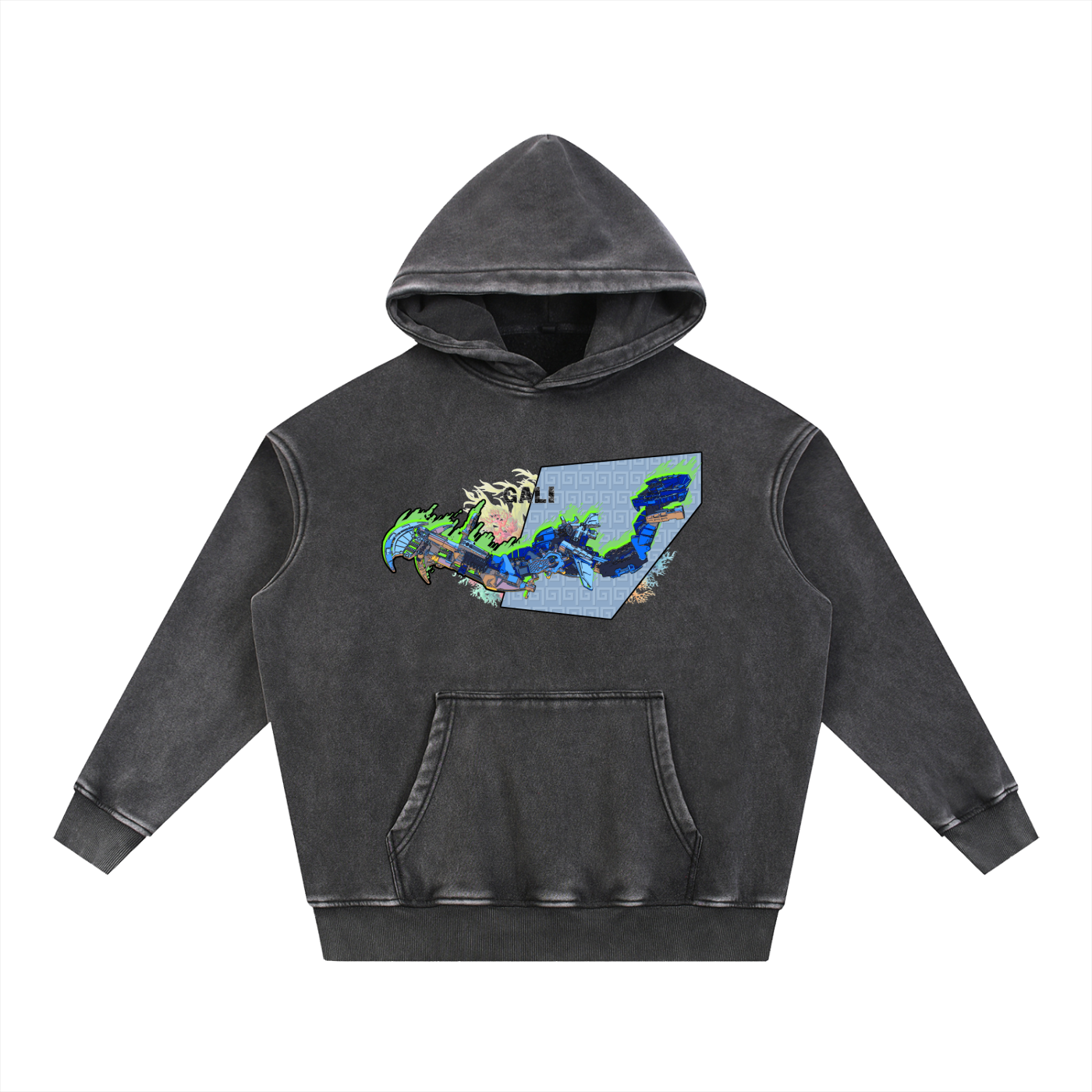 Gali Adaptive Distress Washed Hoodie - Skybirdmakes